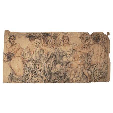 Giuseppe Rivaroli (Cremona 1885 - Roma 1943) "Bozzetto per gli affreschi del Ministero della Marina"