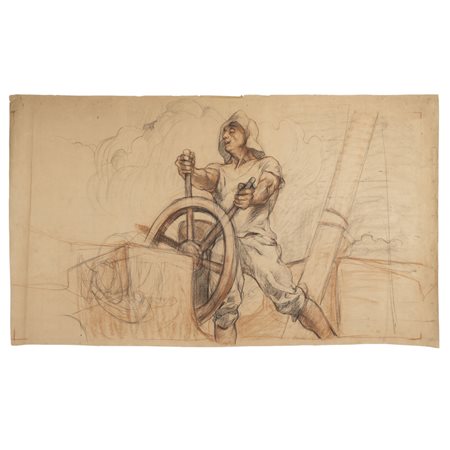 Giuseppe Rivaroli (Cremona 1885 - Roma 1943) "Bozzetto per gli affreschi del Ministero della Marina"
