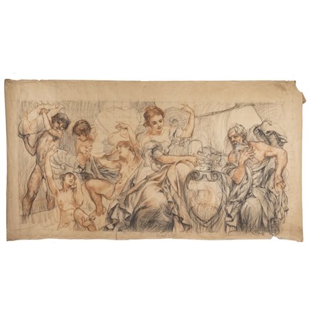 Giuseppe Rivaroli (Cremona 1885 - Roma 1943) "Venezia. Bozzetto per gli affreschi del Ministero della Marina"