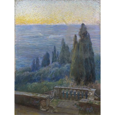 Gino Piccioni (Foligno 1873 - Biella 1941) "Villa d'Este - ultime luci"