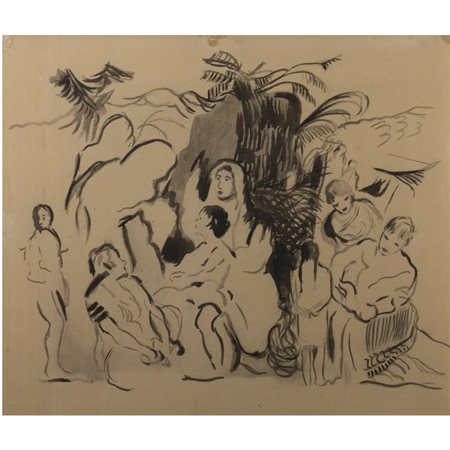 Armando Spadini (Firenze 1883 - Roma 1925) "Mosè salvato dalle acque"