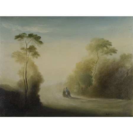 Ubaldo Bartolini (Montappone 1944) "Paesaggio con figure"