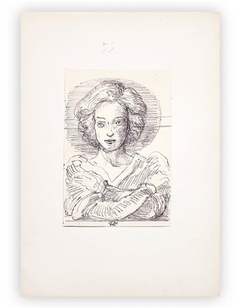 EUGÈNE BERMAN (1899-1972) - Senza Titolo (Ritratto di donna con braccia conserte), 1964