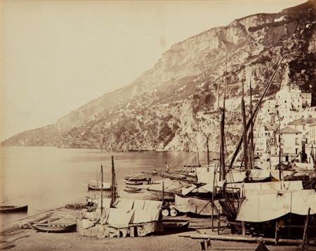 Giorgio Sommer (1834 - 1914)  - Amalfi. Marina e Panorama della Grotta di S. Cristofano, 1890s