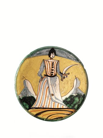 &nbsp;&nbsp;PIATTO, MONTELUPO, FINE SECOLO XVIIdi maiolica, la forma svasata,...