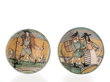 &nbsp;COPPIA DI PIATTI, MONTELUPO, FINE SECOLO XVIIdi maiolica, la forma...