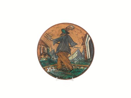 PIATTO, MONTELUPO, FINE SECOLO XVIIdi maiolica, la forma svasata, con orlo...