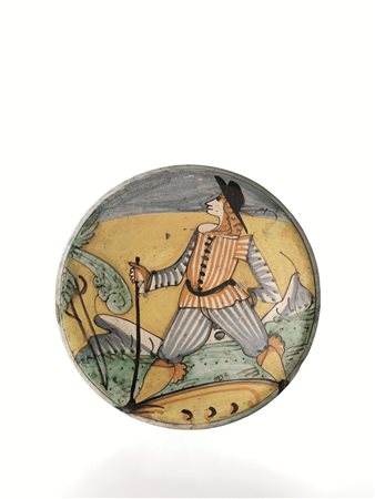 &nbsp;&nbsp;PIATTO, MONTELUPO, FINE SECOLO XVIIdi maiolica, decorata in...
