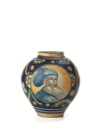 BOMBOLA, GERACE, METÀ DEL SECOLO XVIIin maiolica, corpo a boccia decorato in...