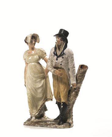 GRUPPO, NAPOLI, MANIFATTURA GIUSTINIANI, 1820 CIRCA in terraglia policroma...