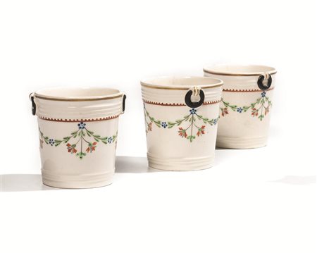 TRE COPPETTE DA GELATO, MANIFATTURA GIUSTINIANI, INIZI SECOLO XIX,in...