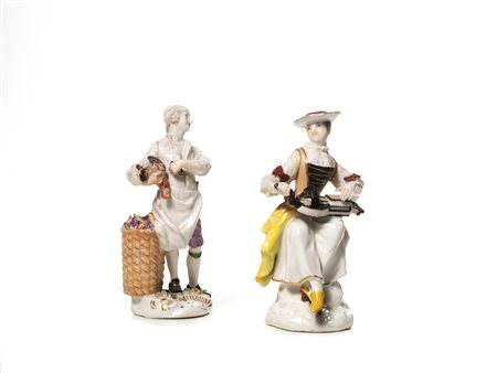 DUE FIGURE, MANIFATTURA DI MEISSEN, SECONDA METà SECOLO XVIIIin porcellana...