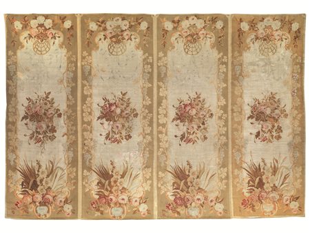 QUATTRO ENTRE' FENETRES, AUBUSSON, FINE SECOLO XIXfondo giallo con decori...