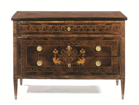 CASSETTONE, LOMBARDIA, FINE SECOLO XVIIIin noce intarsiato in bois de rose,...