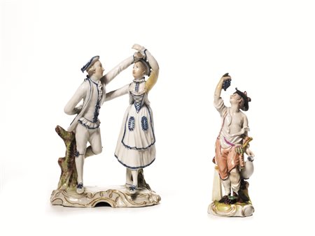 GRUPPO E FIGURA, MANIFATTURA DI LUDVISBURG, INIZI SECOLO XIXin porcellana...