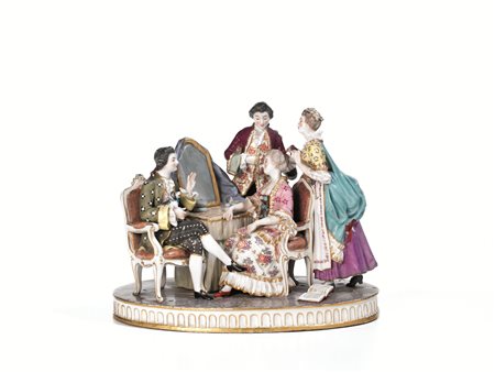GRUPPO, MANIFATTURA DI MEISSEN, SECOLO XIXin porcellana policroma...