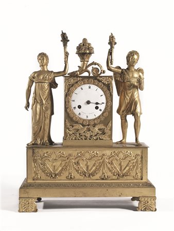 OROLOGIO, FRANCIA, PRIMA METÀ SECOLO XIX in bronzo dorato, cassa...