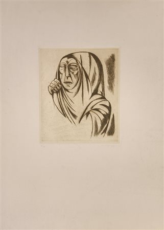 MIGNECO GIUSEPPE Messina (Me) 1903 Contadina 1960 Incisione acquatinta su...