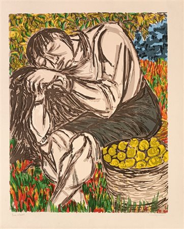 MIGNECO GIUSEPPE Messina (Me) 1903 Contadino nel limoneto 1977 Serigrafia su...