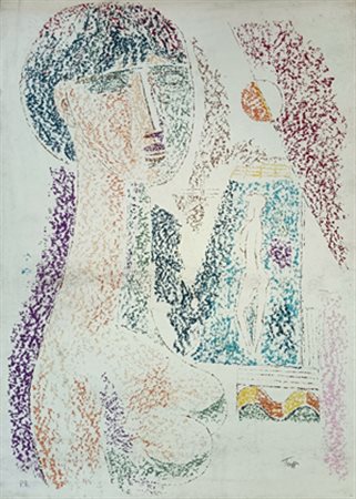 TOZZI MARIO Fossombrone (Ps) 1895 Figura 1970 Litografia a colori su carta...