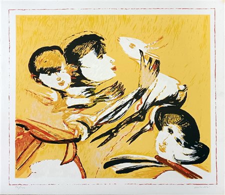 BRINDISI REMO Roma (Roma) 1918 Pastorale 1970 Serigrafia polimaterica su...