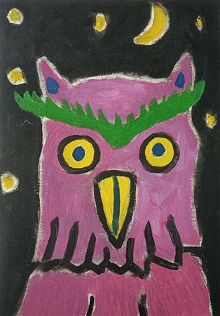 BAROGGI DAVIDE Locarno (Ch) 1974 Gufo nottambulo Acrlico su tela 33,00x23,00...