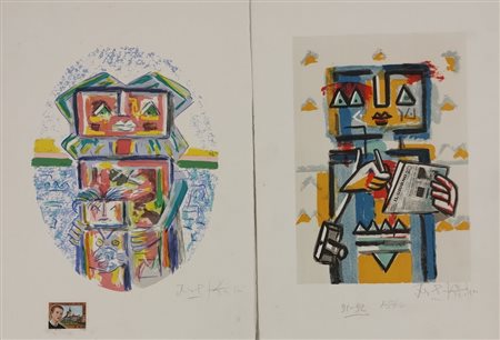 KODRA IBRAHIM Ishëm (Albania) 1918 Senza Titolo Litografia su carta con...