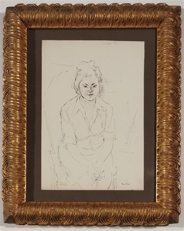 TAMBURI ORFEO Jesi (An) 1910 Ritratto di donna 1947 China su carta...