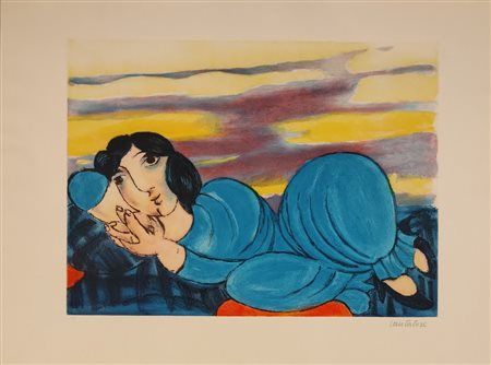 CANTATORE DOMENICO Ruvo di Puglia (Ba) 1906 Odalisca Incisione colorata P.A....