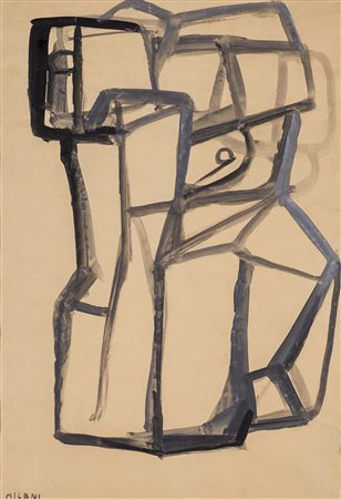 MILANI UMBERTO Milano (Mi) 1912 Studio per figura 1950 Acquarello su carta...