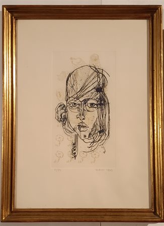 BODINI FLORIANO Gemonio (Mi) 1933 Volto di donna 1965 Incisione acquatinta...