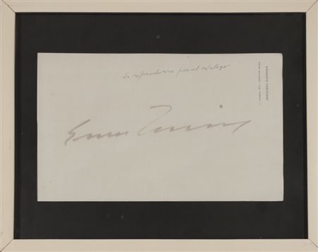 TRECCANI ERNESTO Milano (Mi) 1920 Firma China su carta 16,00x20,00 Firma...