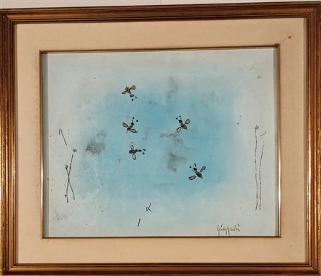 GIOVAGNOLI LUCA Rimini (RN) 1963 Api 1999 Olio e sabbia su tela 40,00x50,00...