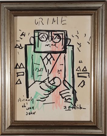 KODRA IBRAHIM Ishëm (Albania) 1918 Senza titolo Mista su carta intelata...