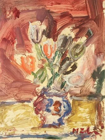MELONI GINO Varese (Va) 1905 Vaso con fiori 1960 Olio intelato 48,00x35,00...