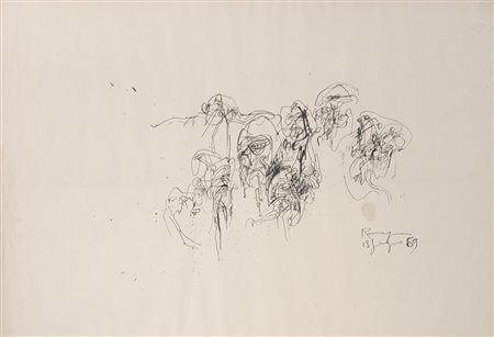 ROMAGNONI BEPI Milano (Mi) 1930 Senza titolo 1959 China su carta 50,00x70,00...