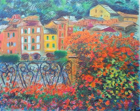 CASCELLA MICHELE Ortona (Ch) 1892 Portofino 1975 Serigrafia su tela esemplare...