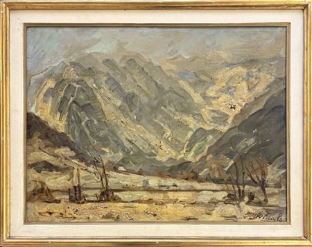 Giovanni Sirombo Milano 1885 - 1954 Paesaggio montano innevato