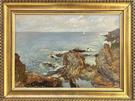 Carlo Rossi Busto Arsizio (VA) 1914 - 2000 Marina con scogli
