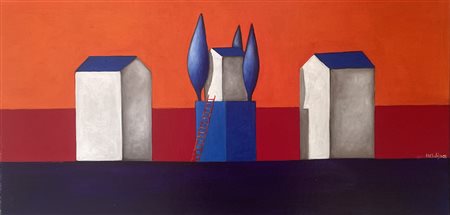 Maria Carmen Salis, Paesaggio con cubo blu