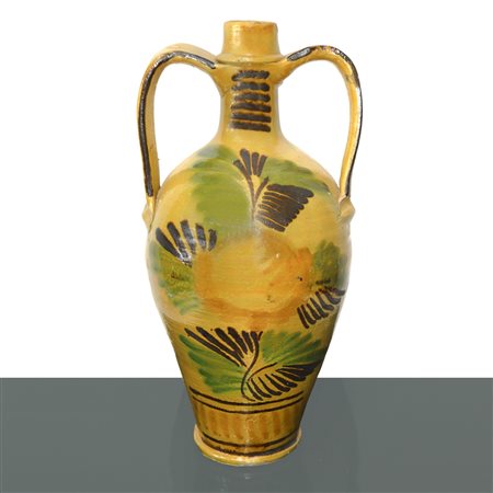 Bummulo in maiolica di Caltagirone dipinto policromo con fiori sul fronte, 1953