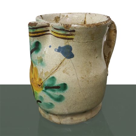 Cannata versatoio a fiori in ceramica di Caltagirone, 19° / 20° secolo