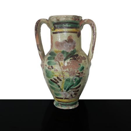 Quartara biansata policroma, fine 19° secolo