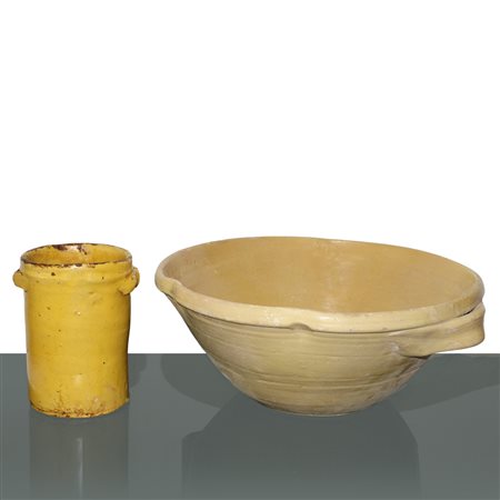 Lemmo e saliera in maiolica di Caltagirone monocrome