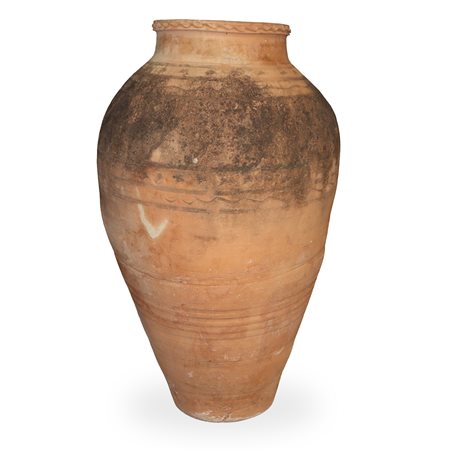 Giara in cotto con bordo decorato