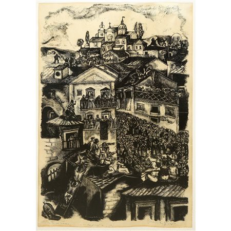 Biagio  Brancato (Comiso   2 gennaio 1921 - Comiso  30 agosto 2002)  - Festa in  paese