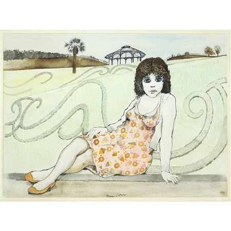 Bruno Caruso (Palermo 1927 - Roma 2018)  - Ragazza seduta alla Villa Bellini di Catania