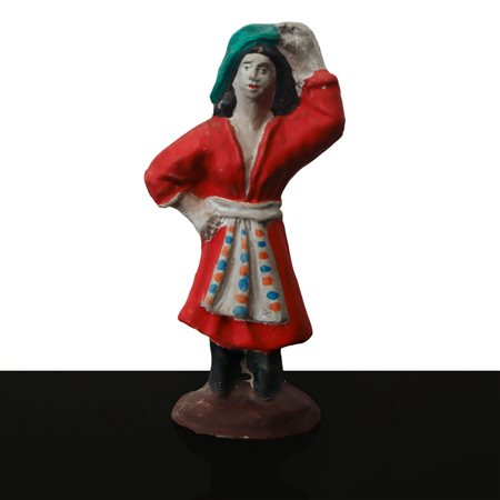 Mario Iudici - Giacomo Iudici (Caltagirone 1928)  - Fischietto , donna in abito rosso e cappello