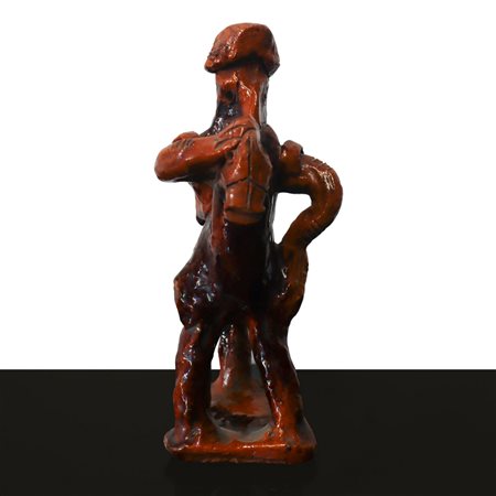 Fischietto a guisa di uomo a cavallo nei toni del marrone