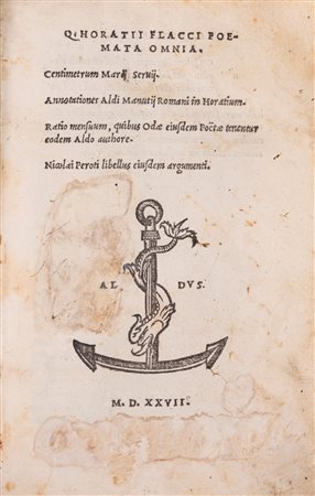 Quinto Orazio Flacco - Poemata omnia. Centimetrum Marij Seruij. Annotationes Aldi Manutij Romani in Horatium, 1527 (…)
